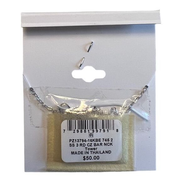 Giani Bernini Cubic Zirconia Bar 18" Pendant Necklace Sterling Silver New - Picture 4 of 4